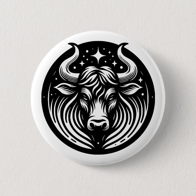 Horoskop Sign Taurus Bull Symbol Button (Vorderseite)