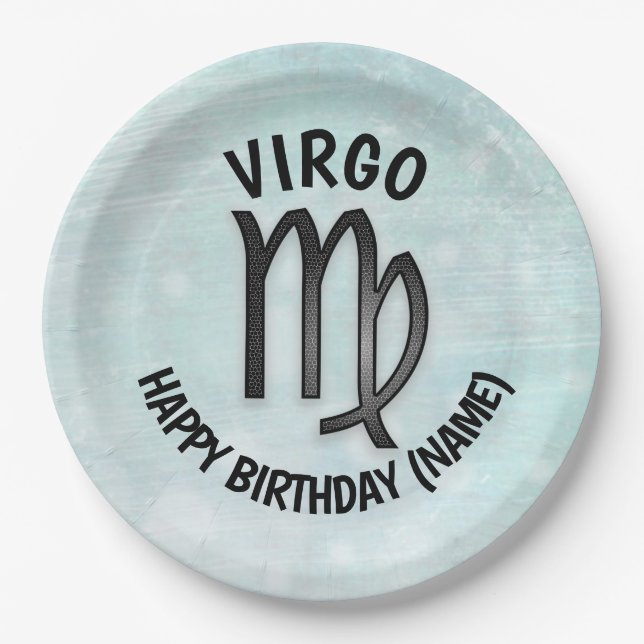 Horoskop Sign Virgo Personalisiert Geburtstag Pappteller (Vorderseite)