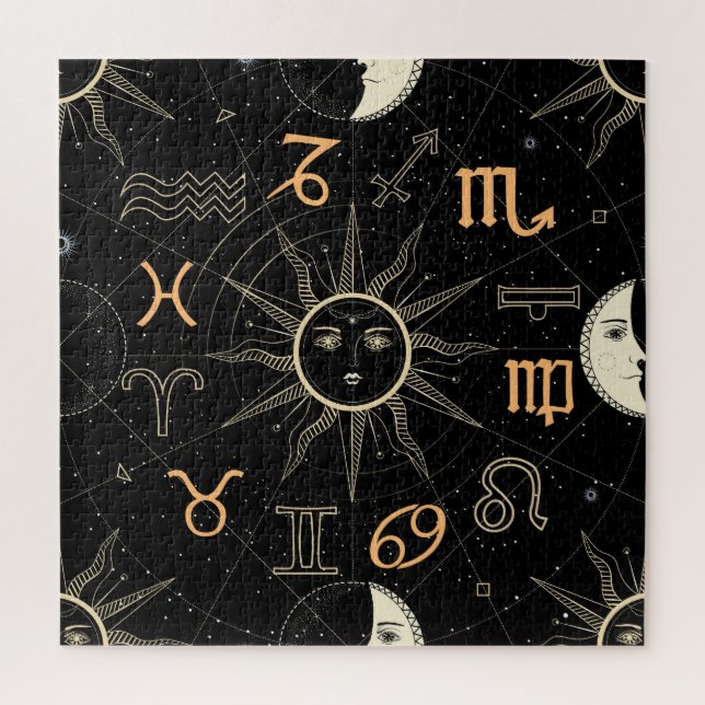 Horoskop, Sternzeichen, Vintag. Puzzle (Vertikal)