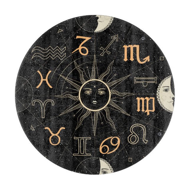 Horoskop, Sternzeichen, Vintag. Schneidebrett (Vorderseite)