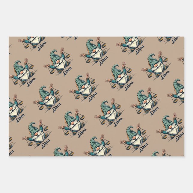 Horoskop Virgo, Libra und Scorpio Packpapier Geschenkpapier Set (Vorderseite)