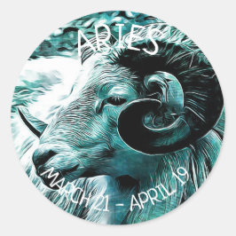Horoskop-Zeichen Aries Runder Aufkleber