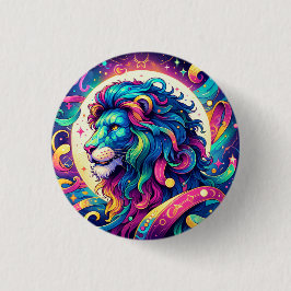 Horoskop-Zeichen Leo | Farbenfrohe Löwenkunst Button