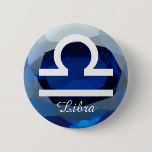 Horoskop-Zeichen-Waage-Saphir-Hintergrund-Knopf Button