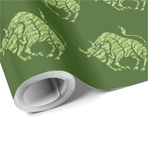 Horoskop Zodiac Muster Green Star Sign Taurus Geschenkpapier