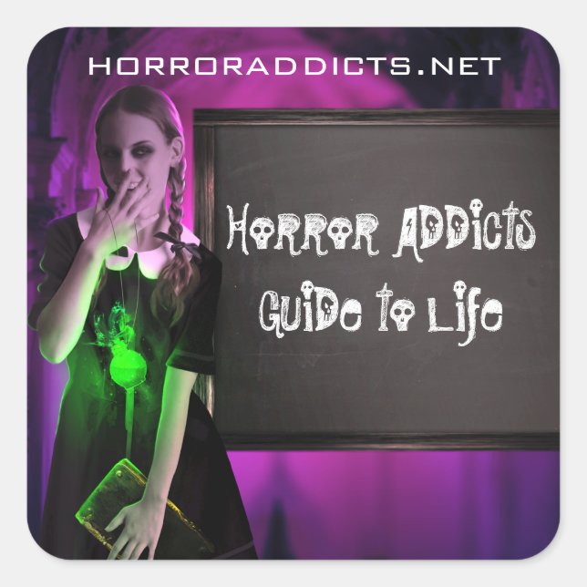 Horror Addicts Guide to Life Quadratischer Aufkleber (Vorderseite)