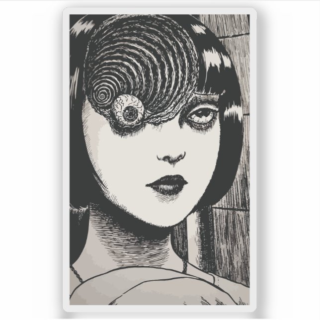 Horror-Anime-Mädchen  Aufkleber (Vorderseite)