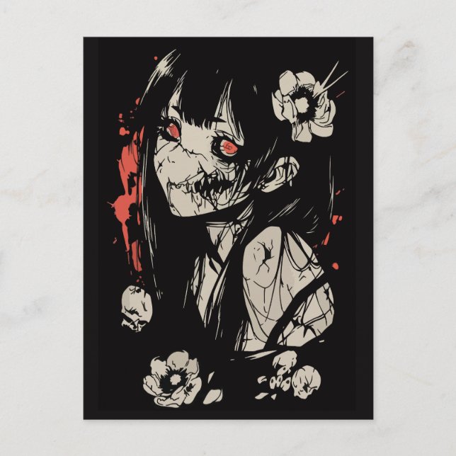 Horror-Anime-Mädchen Postkarte (Vorderseite)