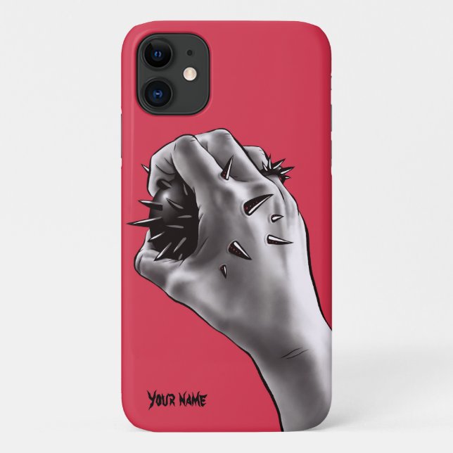 Horror Art Stabbed Fist Gothic Name Case-Mate iPhone Hülle (Rückseite)
