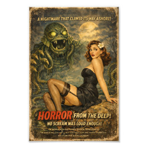 Horror aus der Tiefe - Vintage Creature Feature Fotodruck