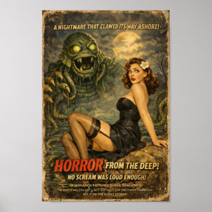 Horror aus der Tiefe Vintage-Kreaturenschau Poster