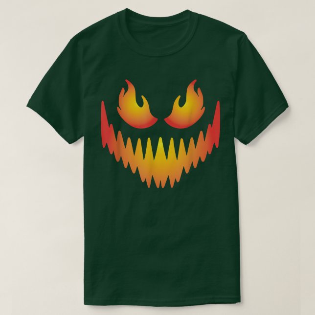 Horror Beängstigend Pumpkin Face Kürbislaterne Hal T-Shirt (Design vorne)