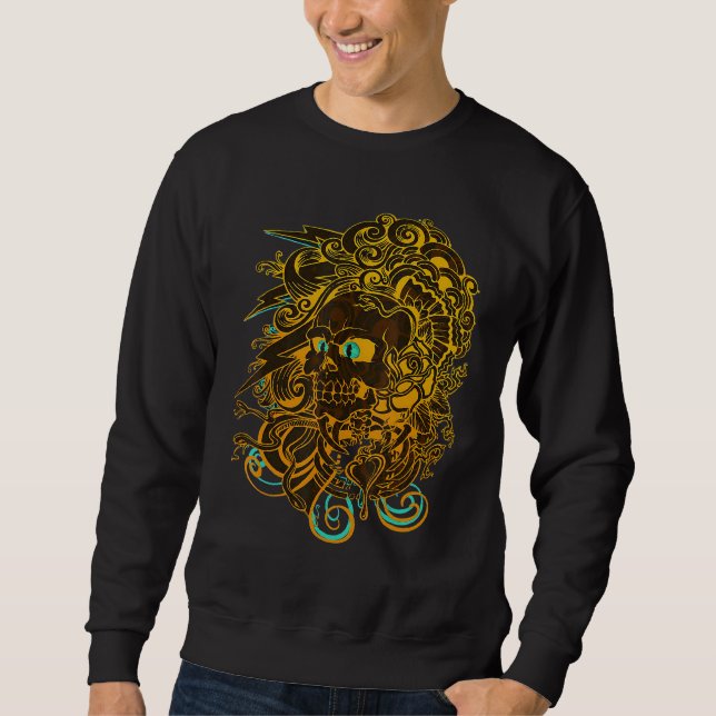 Horror Beängstigend Skull Beste Leistung Sweatshirt (Vorderseite)
