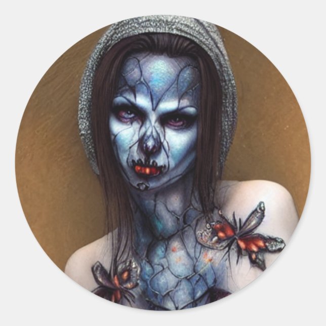Horror beängstigende Frauen Klassischer Rundaufkle Runder Aufkleber (Vorderseite)