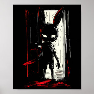 Horror Böser Hase Kaninchen Slasher Gruselige Tür  Poster