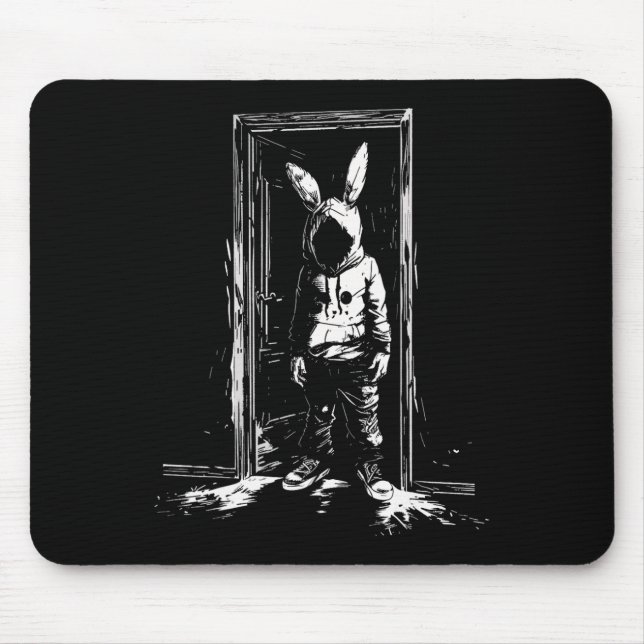 Horror Bunny Mask Man Rabbit Alt Goth Slasher Cree Mousepad (Vorne)