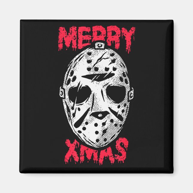 Horror Christmas Merry Xmas Mask  Magnet (Vorne)