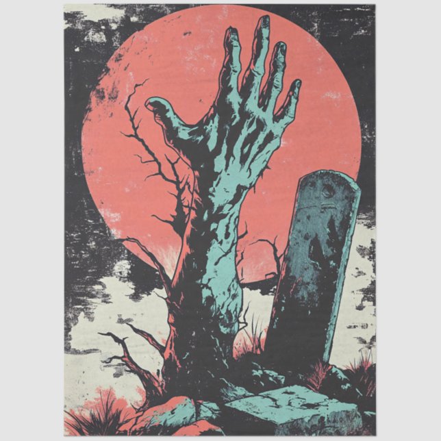 Horror Comic Zombie Graveyard Decoupage Seidenpapier (Vorderseite)