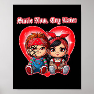 Horror Couple Smile Now Cry Later Chicano Valentin Poster