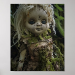 Horror Creepy Doll im Wald Poster