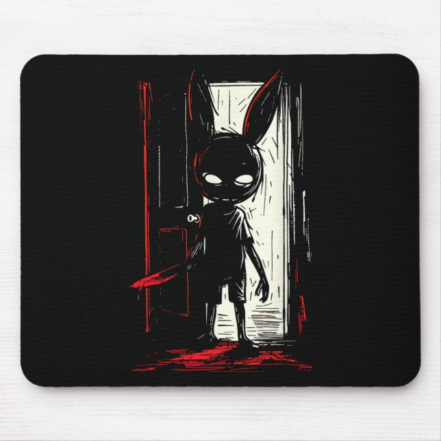 Horror Evil Bunny Rabbit Slasher Creepy Door Alt G Mousepad (Vorne)
