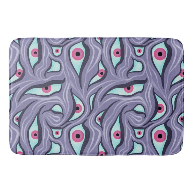 Horror Evil Eyes Lila Pastel Goth Badematte (Vorderseite)