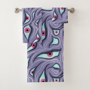 Horror Evil Eyes Lila Pastel Goth Badhandtuch Set