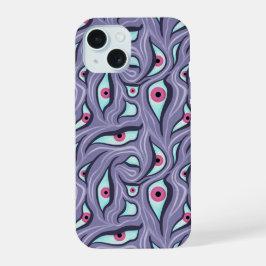 Horror Evil Eyes Lila Pastel Goth Hexe iPhone 15 Hülle