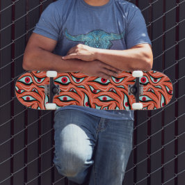 Horror Evil Eyes Muster Red Orange Gothic Skateboard