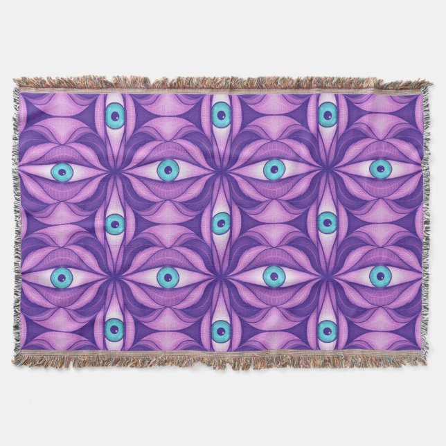 Horror Eye Muster Lila Creepy Witchy Goth Decke (Vorderseite)