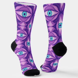 Horror Eye Muster Lila Creepy Witchy Goth Socken