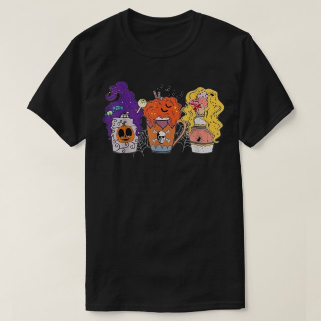 Horror Fall Kaffee Latups Halloween Pumpkin Sp T-Shirt (Design vorne)