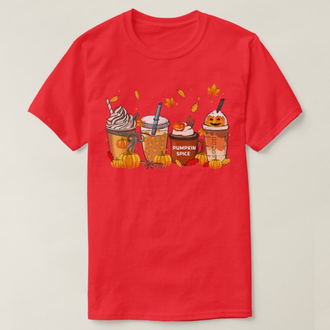 Horror Fall Kaffeeschwalbe Halloween Kürbis T-Shirt (Design vorne)