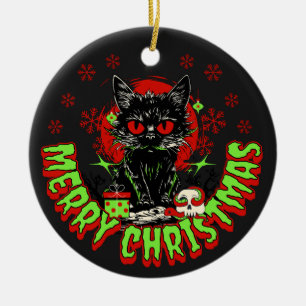 Horror Fan Christmas Cat Keramik Ornament