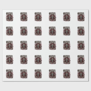 Horror Fan Club Halloween Schreiender Schädel Rote Geschenkpapier