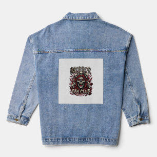 Horror Fan Club Halloween Schreiender Schädel Rote Jeansjacke