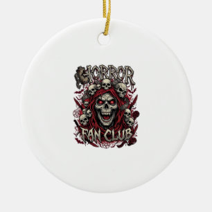 Horror Fan Club Halloween Schreiender Schädel Rote Keramik Ornament