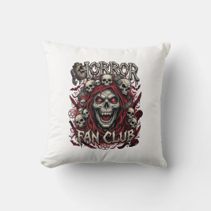 Horror Fan Club Halloween Schreiender Schädel Rote Kissen