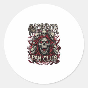 Horror Fan Club Halloween Schreiender Schädel Rote Runder Aufkleber