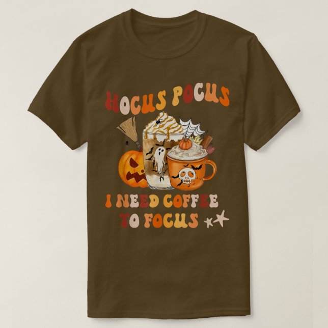 Horror Film und Kaffee Halloween Spooky Saison Co T-Shirt (Design vorne)