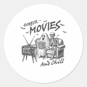 Horror-Filme und Chill Halloween-Themengrafik F Runder Aufkleber