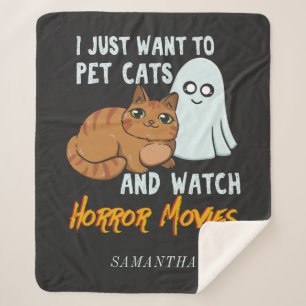 Horror Filme und Hauskatzen Halloween Sherpadecke