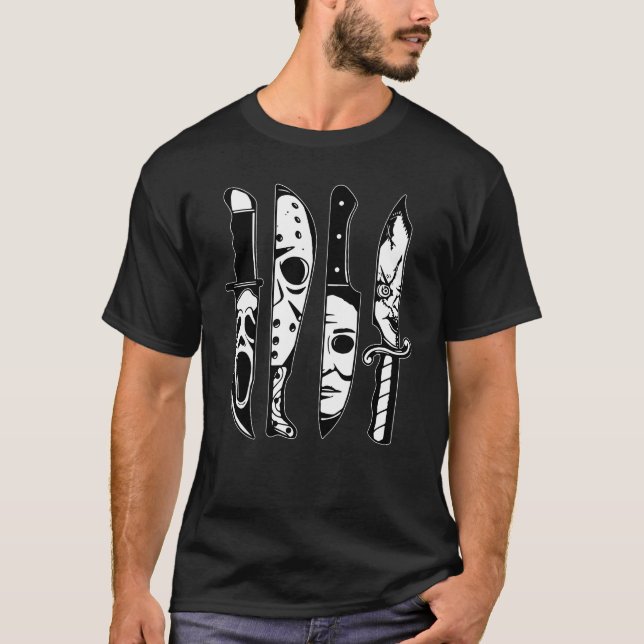 Horror-Filmfiguren in Messern T-Shirt (Vorderseite)