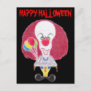 Horror Filmkarikatur Halloween Clownskarte Postkar Postkarte
