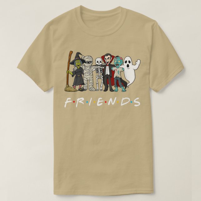 Horror Friends Skeleton Zombie Pumpkin Mummy Hallo T-Shirt (Design vorne)