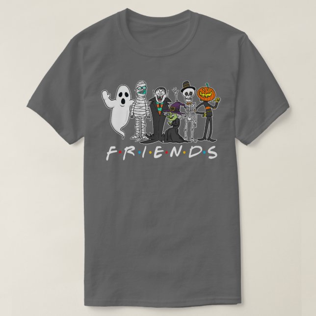 Horror Friends Skeleton Zombie Pumpkin Mummy Hallo T-Shirt (Design vorne)