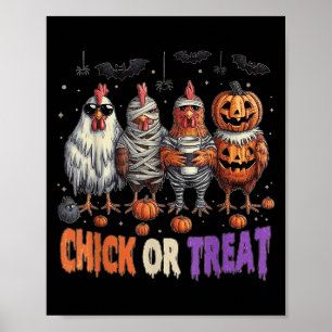 Horror Funny Chick oder Leckerei Hühner Geist Hexe Poster
