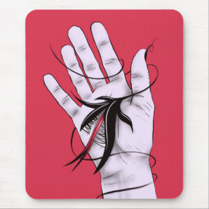 Horror Gothic Hand Biting Blume Monster Macab Art Mousepad
