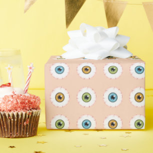 Horror Halloween Eyeballs mit bunten Augen Geschenkpapier