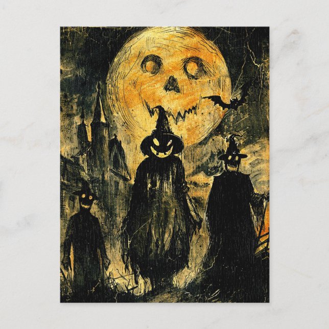 Horror Halloween Kürbislaterne Spooky Jahreszeit Postkarte (Vorderseite)